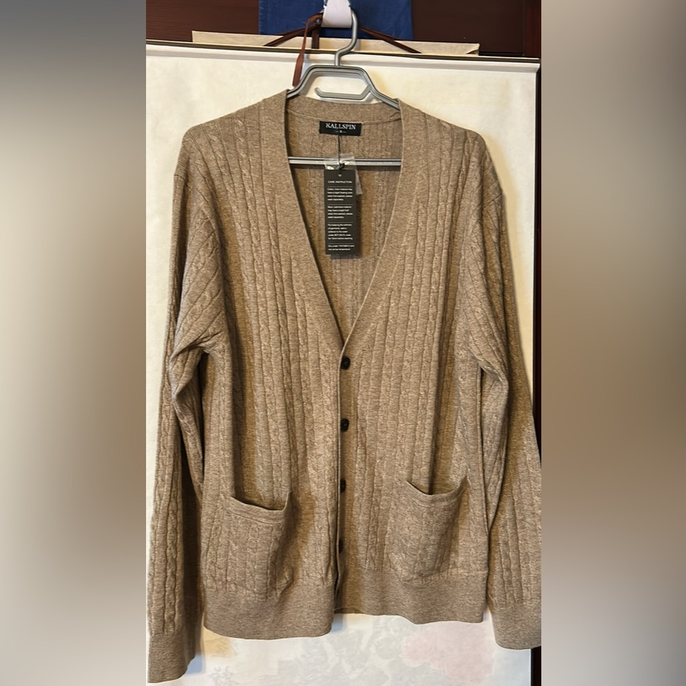 Kallspin Sweater Men’s Large Long Sleeve Fisherman Cable Knit